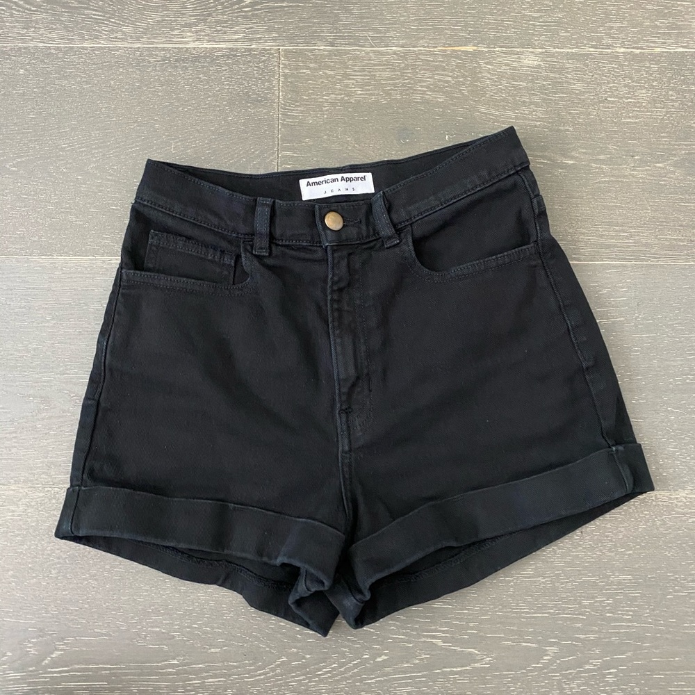 AMERICAN APPAREL High Waist Black Jean Shorts